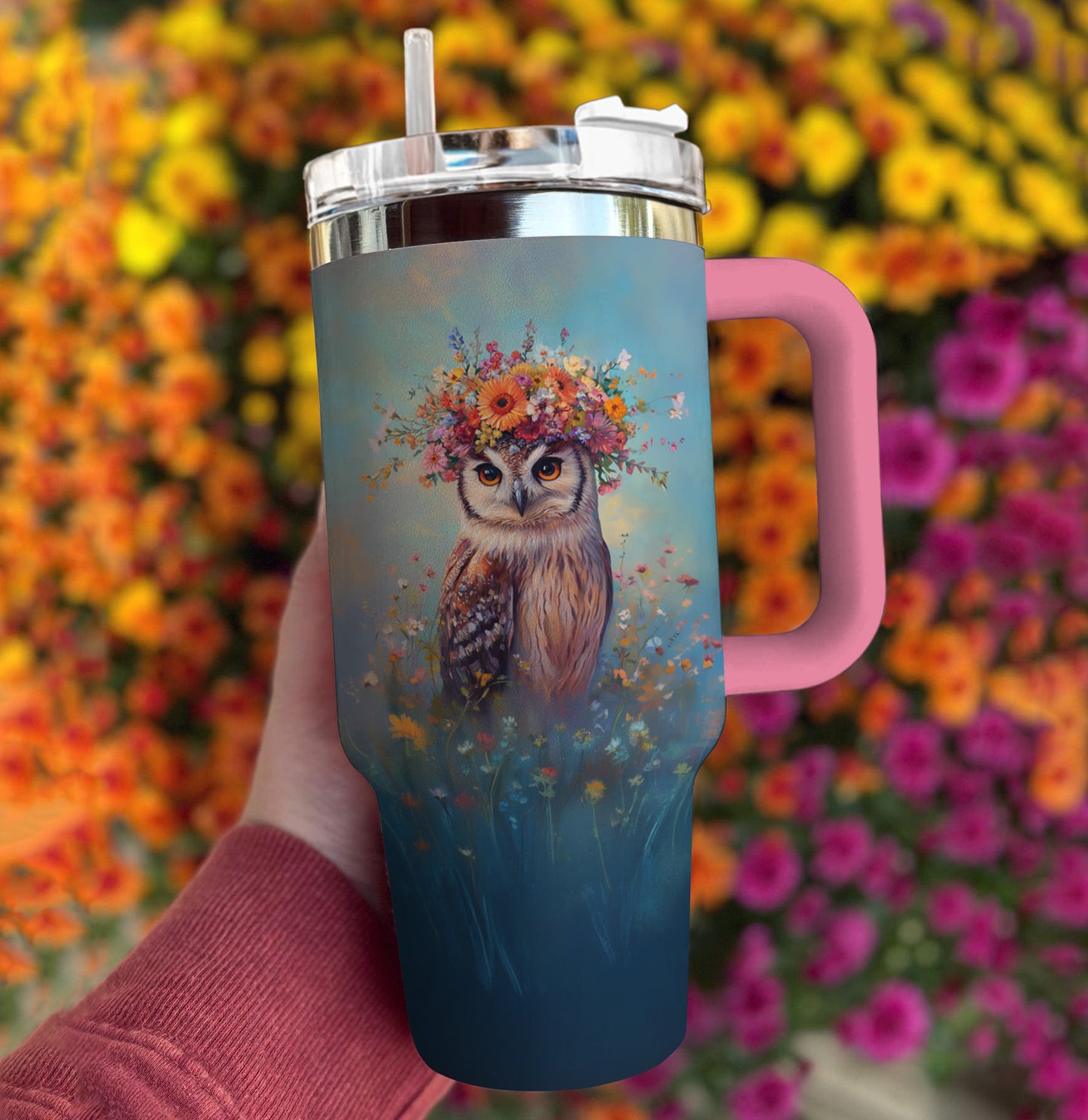 Ceeprints Tumbler Flower Crown Owl