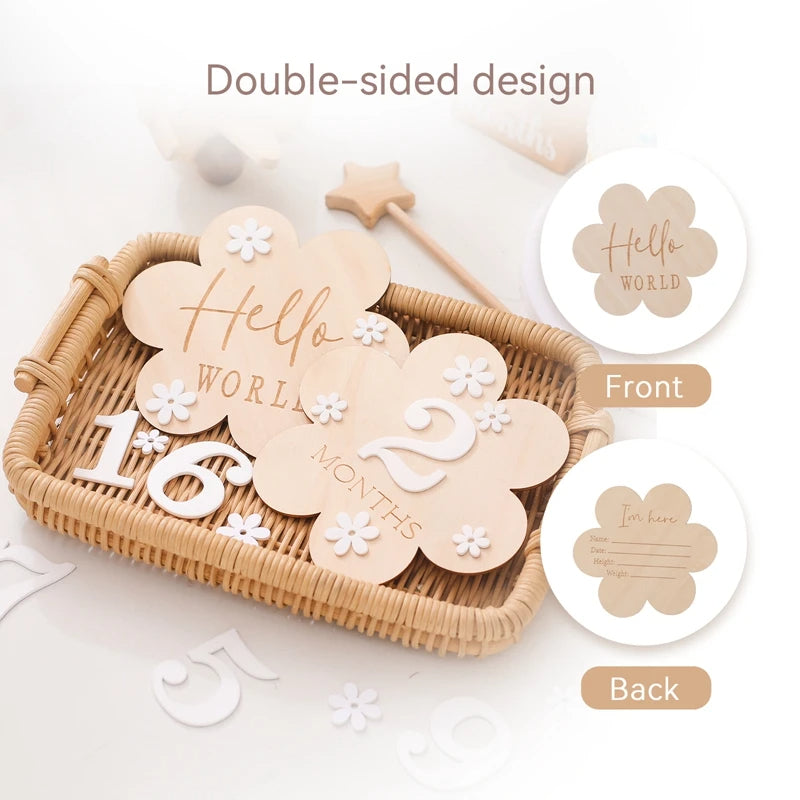 Ceeprints® Set Wooden Baby Month Milestone Card