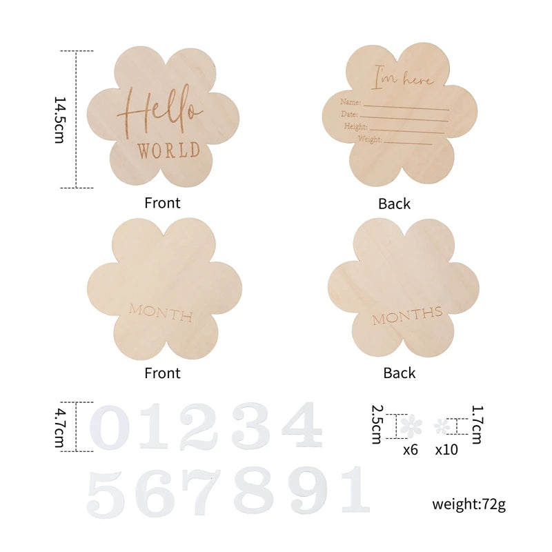 Ceeprints® Set Wooden Baby Month Milestone Card