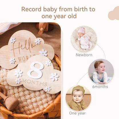 Ceeprints® Set Wooden Baby Month Milestone Card