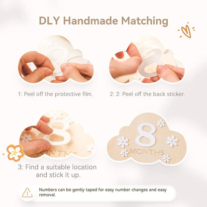 Ceeprints® Set Wooden Baby Month Milestone Card