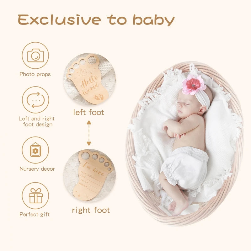 Ceeprints® Baby Footprint Wooden Milestone