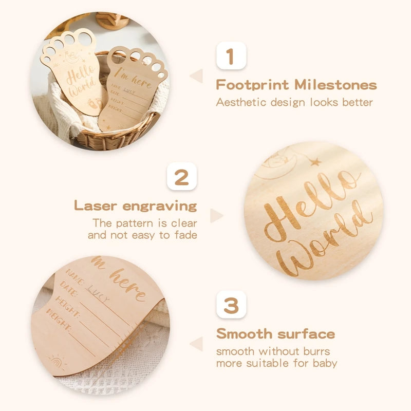 Ceeprints® Baby Footprint Wooden Milestone