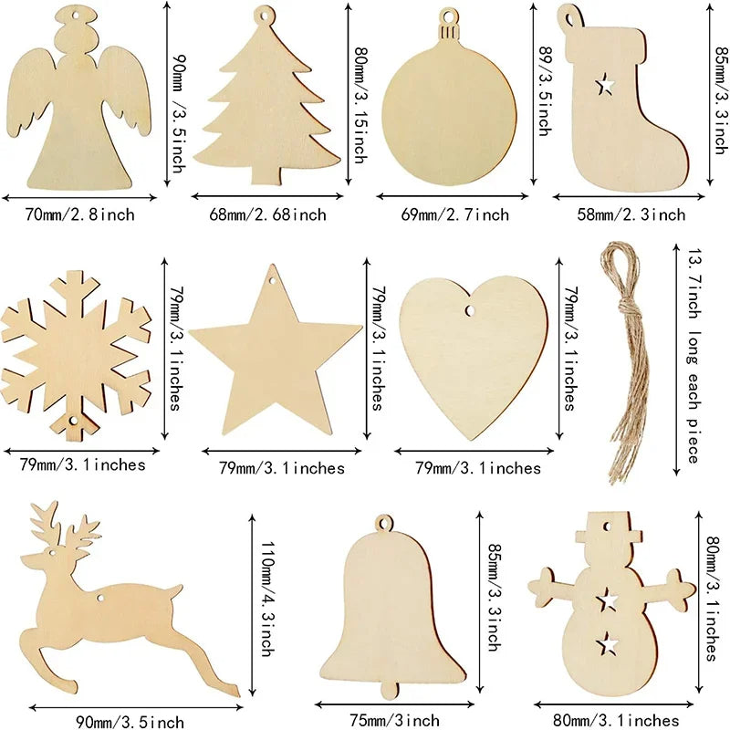 Ceeprints® DIY Set Wooden Christmas Ornaments Unfinished