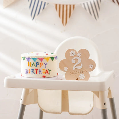 Ceeprints® Set Wooden Baby Month Milestone Card