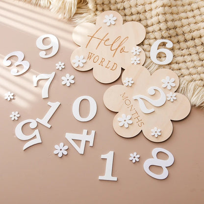 Ceeprints® Set Wooden Baby Month Milestone Card