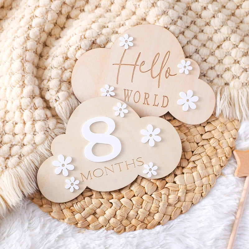 Ceeprints® Set Wooden Baby Month Milestone Card