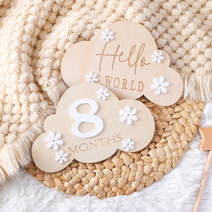 Ceeprints® Set Wooden Baby Month Milestone Card