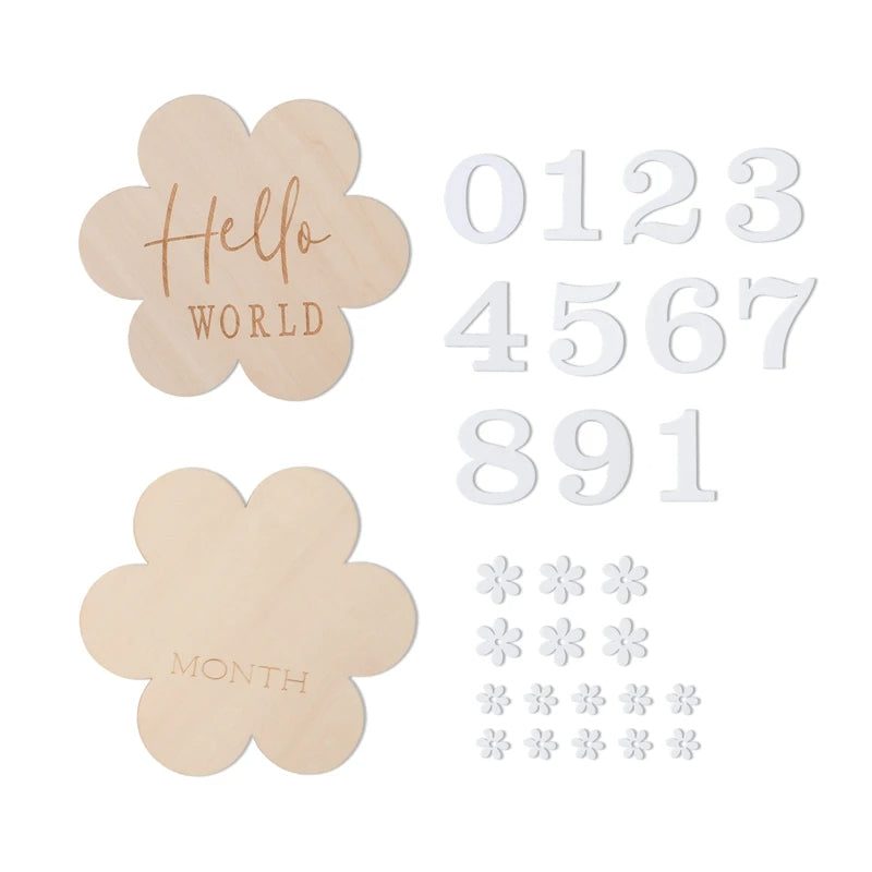 Ceeprints® Set Wooden Baby Month Milestone Card