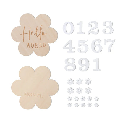 Ceeprints® Set Wooden Baby Month Milestone Card