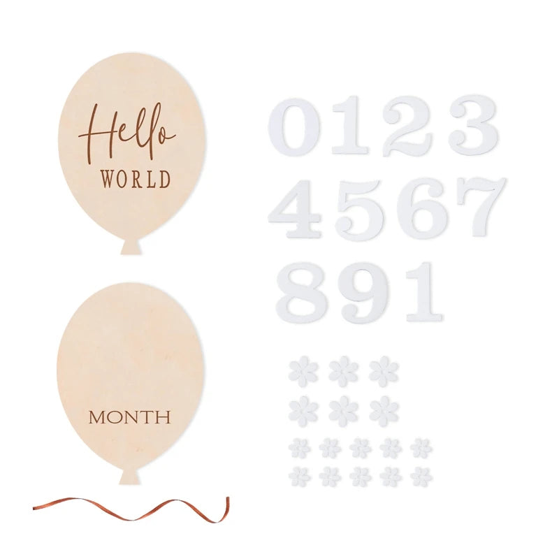 Ceeprints® Set Wooden Baby Month Milestone Card