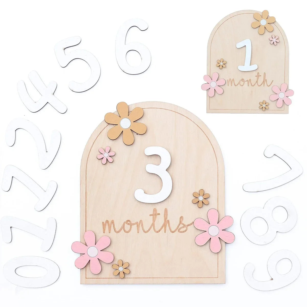 Ceeprints® Set Wooden Baby Month Cards Newborn Milestone