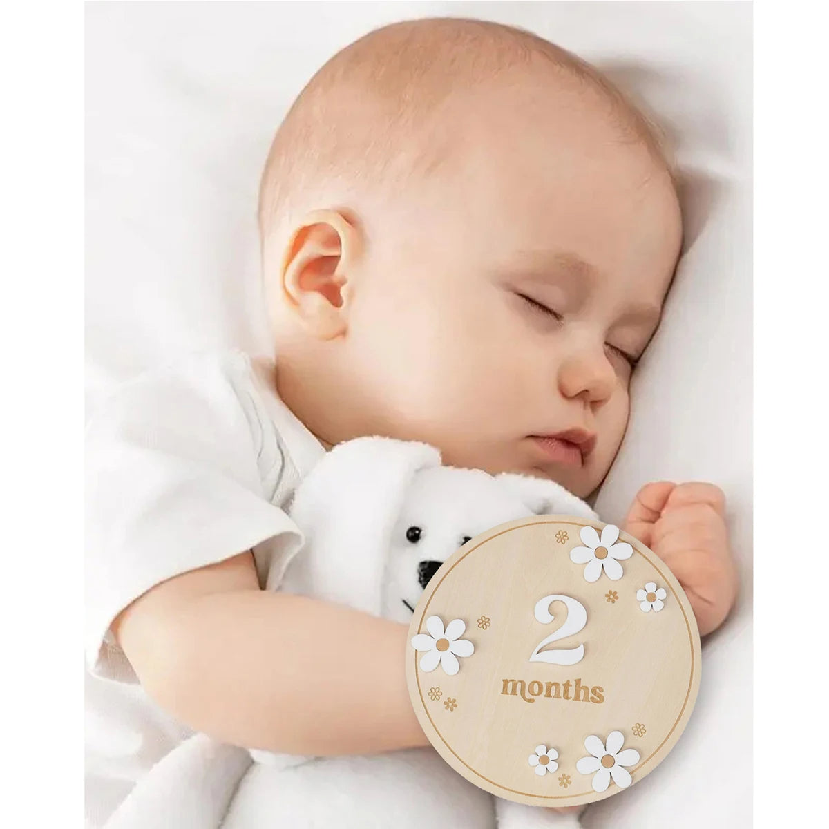 Ceeprints® Set Wooden Baby Month Cards Newborn Milestone