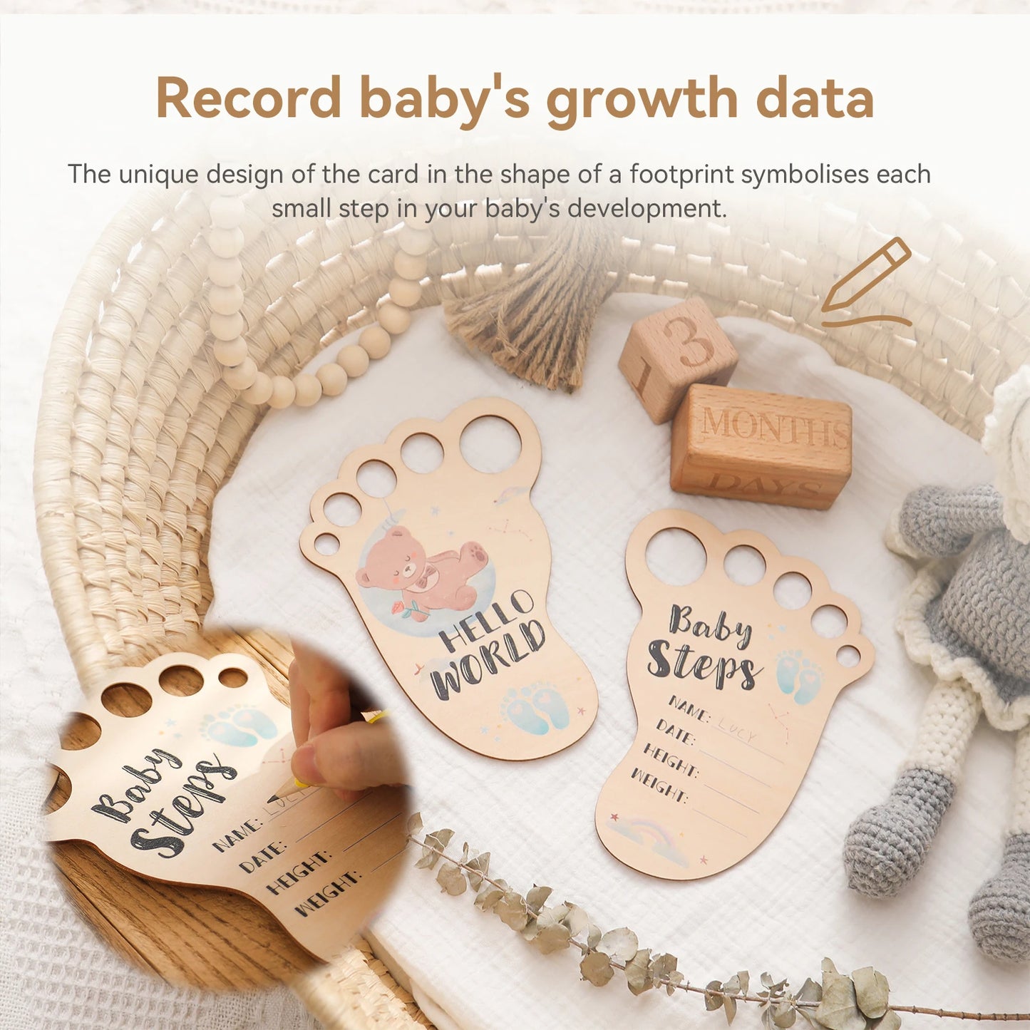 Ceeprints® Baby Footprint Wooden Milestone