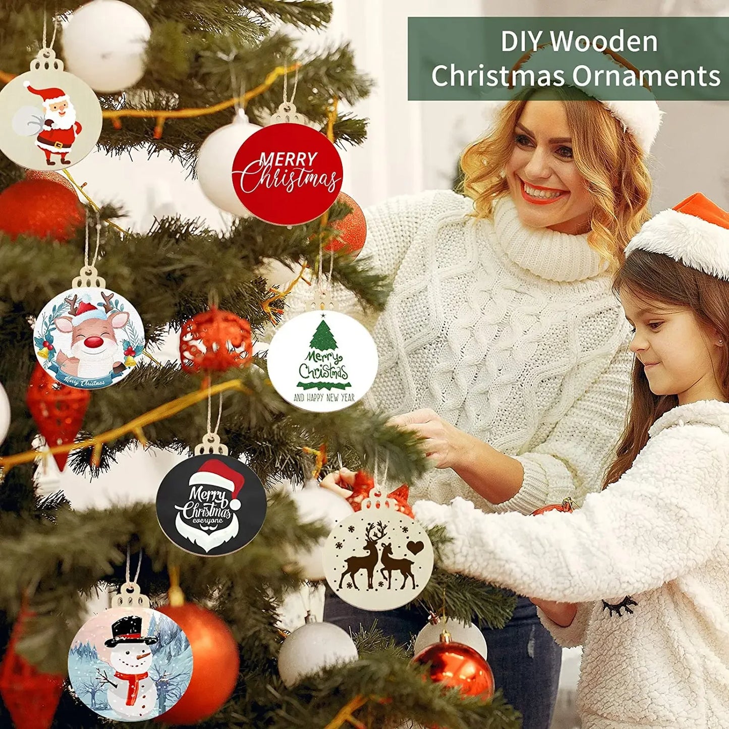 Ceeprints® DIY Set Wooden Christmas Ornaments Unfinished