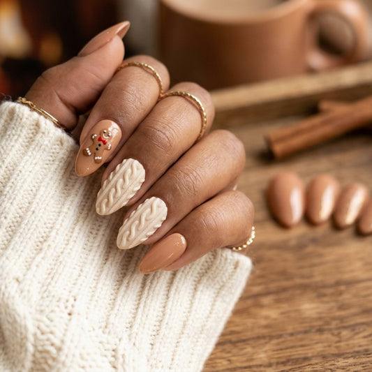 Gingerbread Latte press-on nails