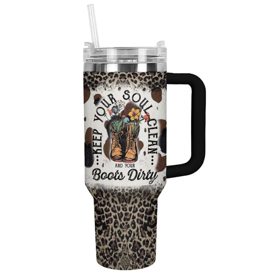 Ceeprints Tumbler  Clean Heart, Dirty Boots
