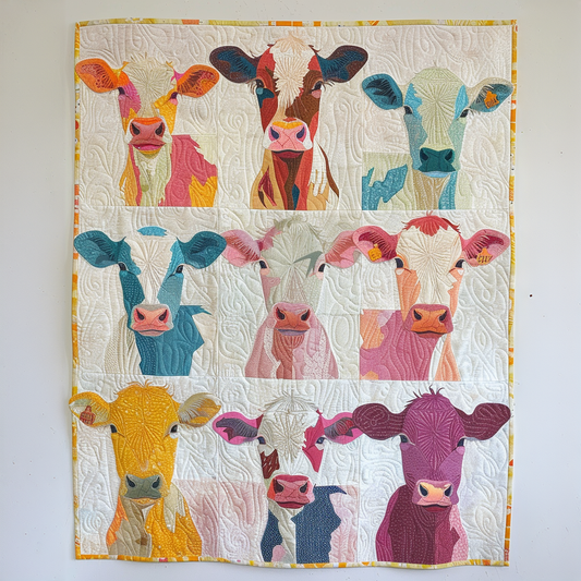 Ceeprints Quilt 3-Piece Set Lovely Cows Quilt Fabric